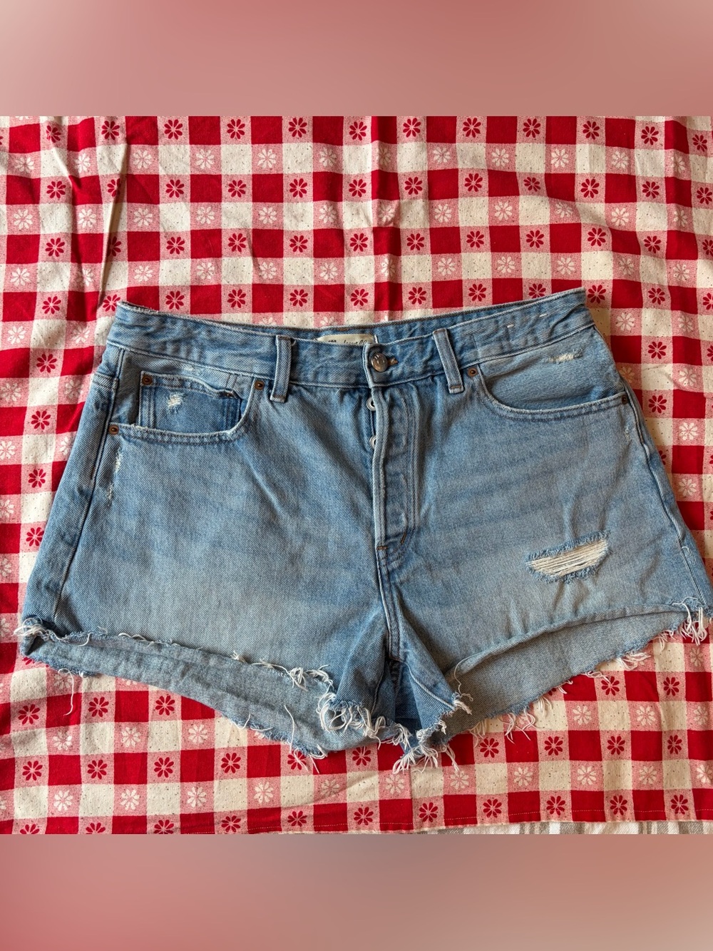 Madewell Light Blue Distressed Denim Cutoff Shorts